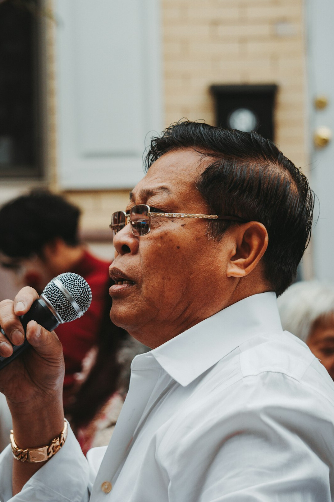 politician speaking to audience
